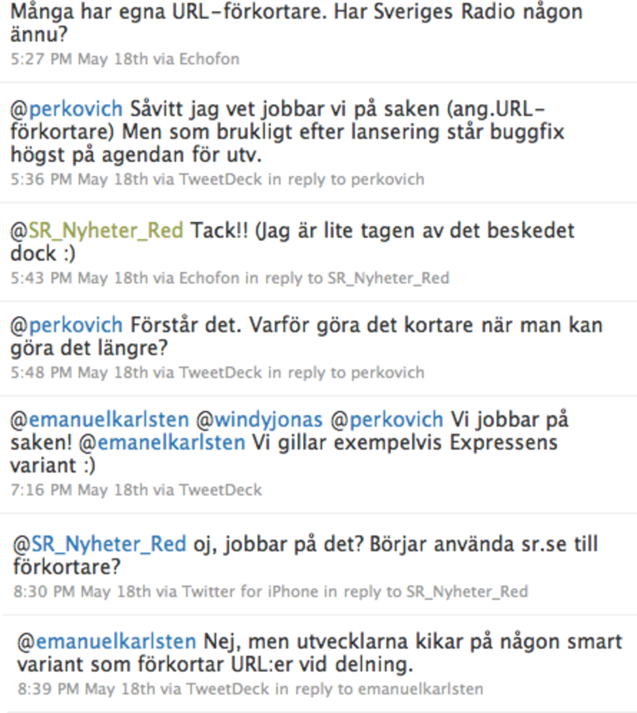 SR förlänger och förkortar sin URL