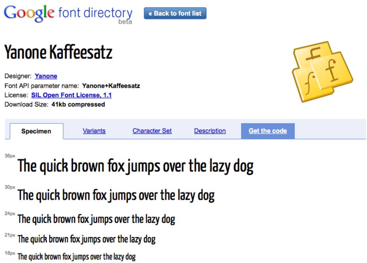 Google Font Directory