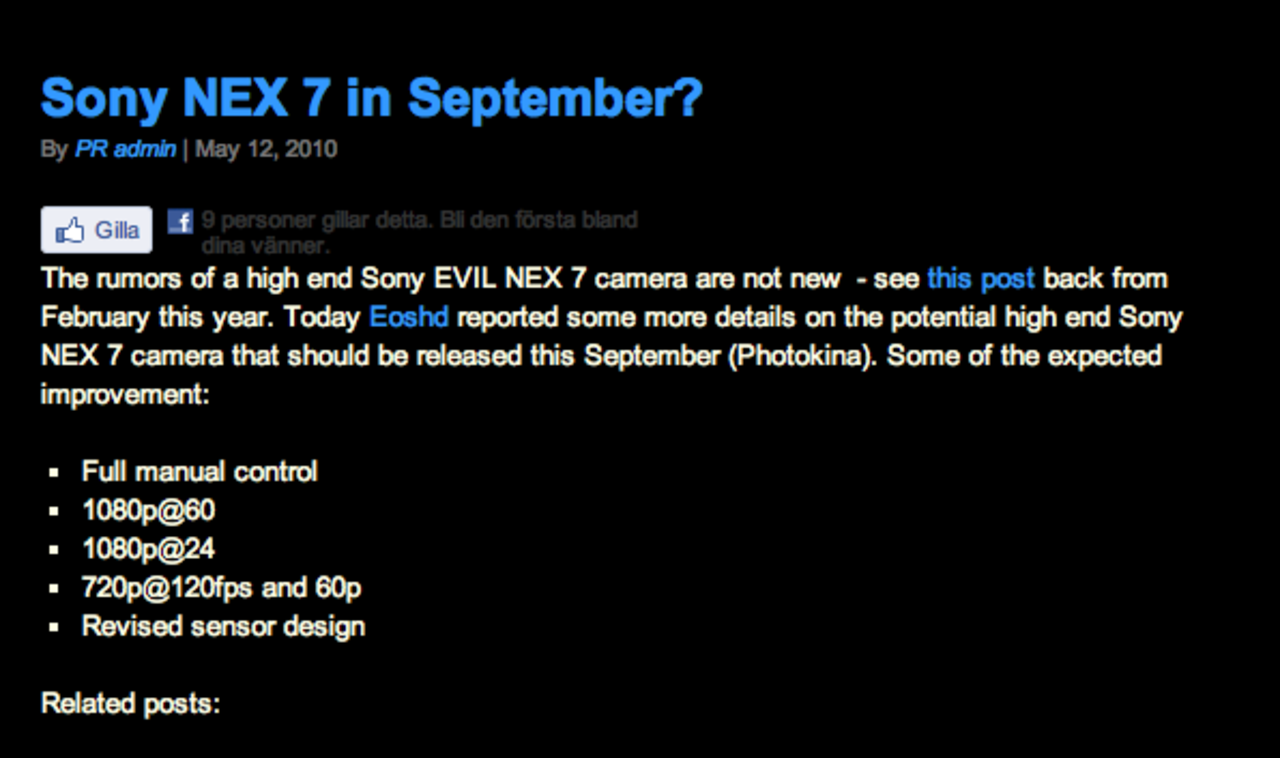 Sony NEX-7 i september?