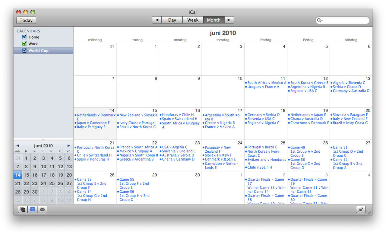 Fotbolls-VM i iCal