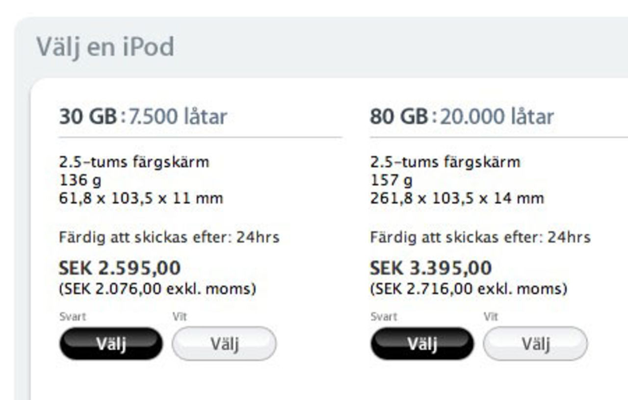 iPod prissänkt