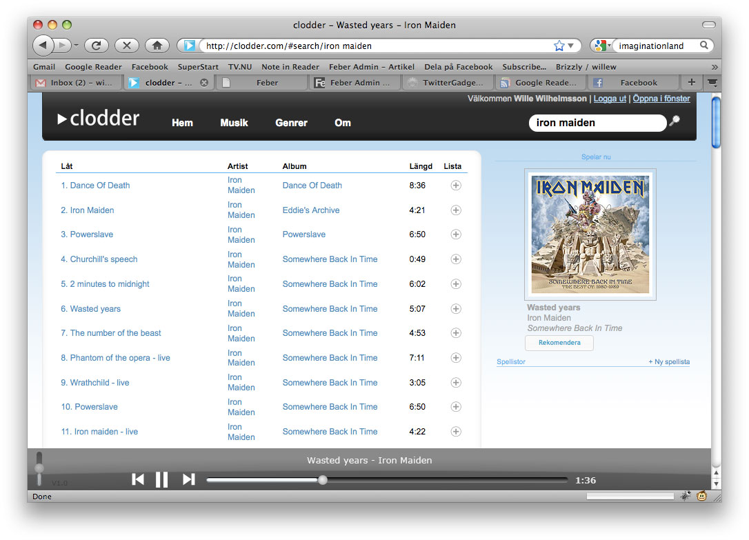 Clodder - ny webbaserad musiktjänst. Som Spotify fast på webben ...