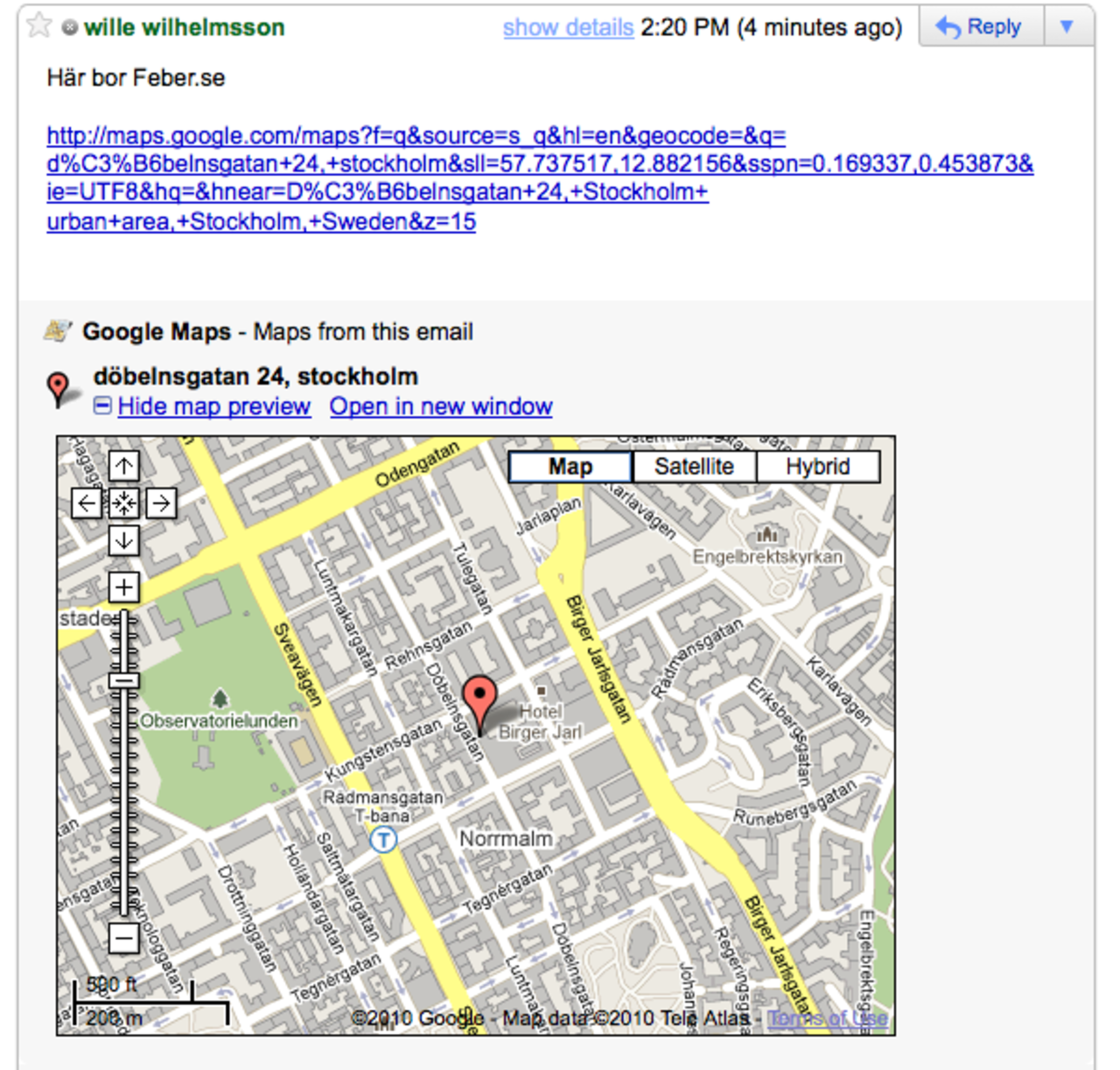 Google Maps i Gmail