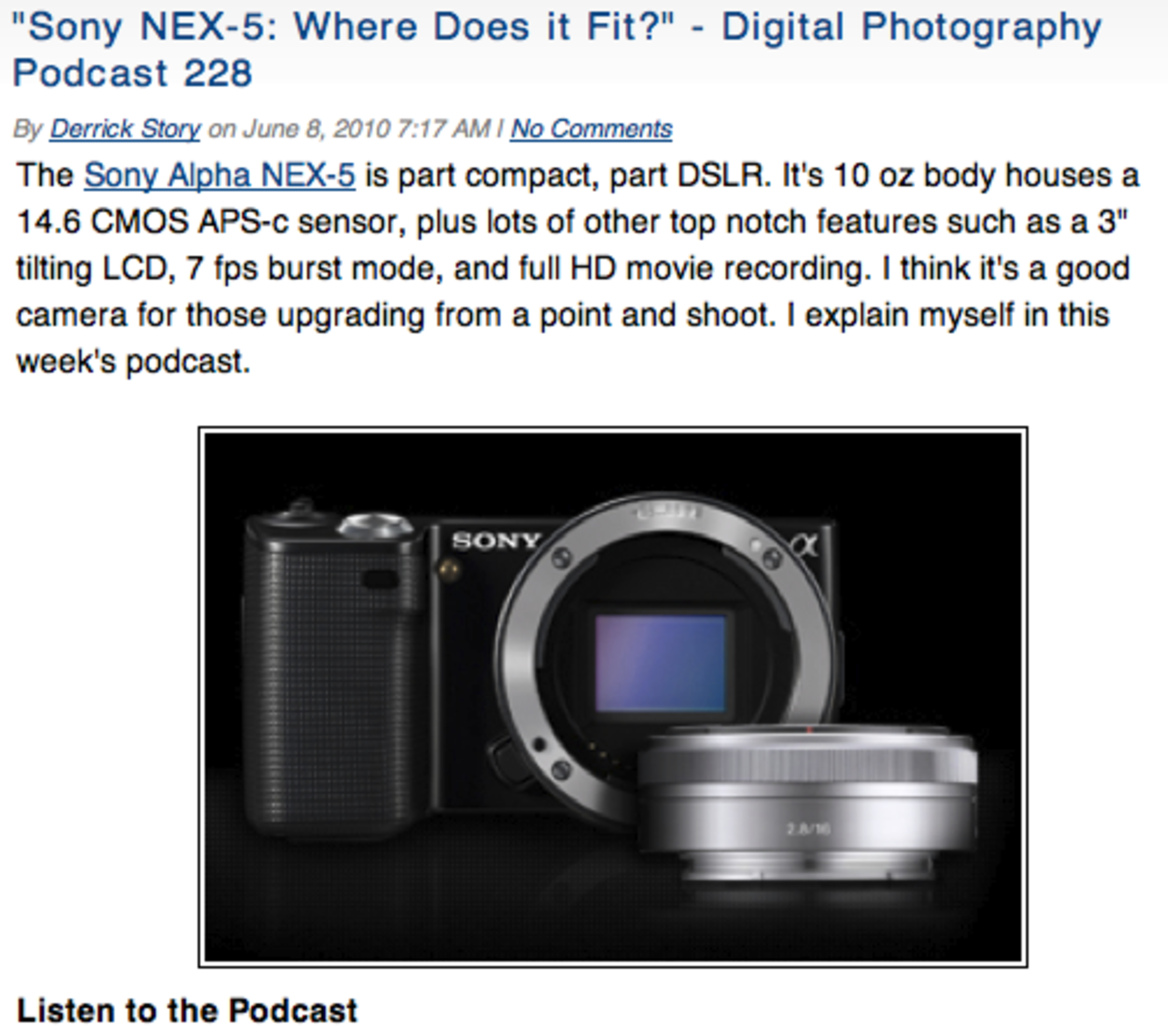 Podcast om meningen med Sony NEX-5
