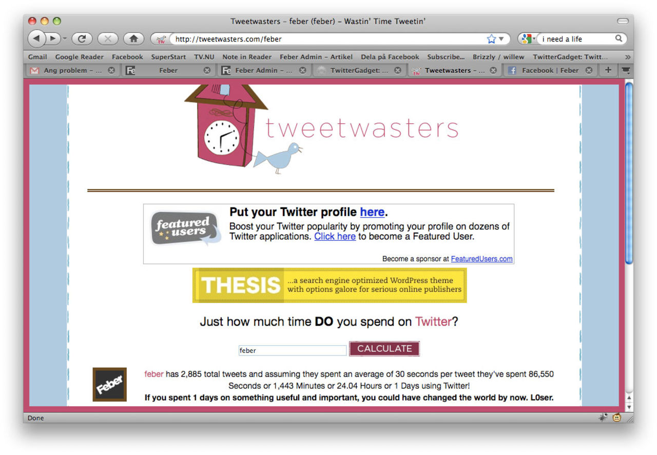 TweetWasters - hur mycket tid bränner du på Twitter?