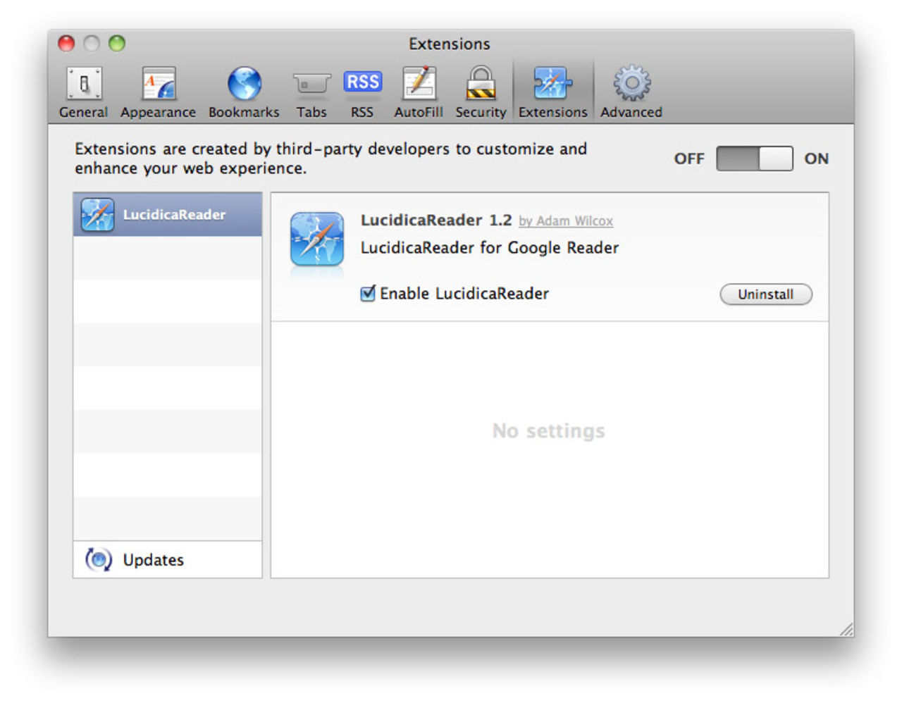 Få igång tillägg i nya Safari 5