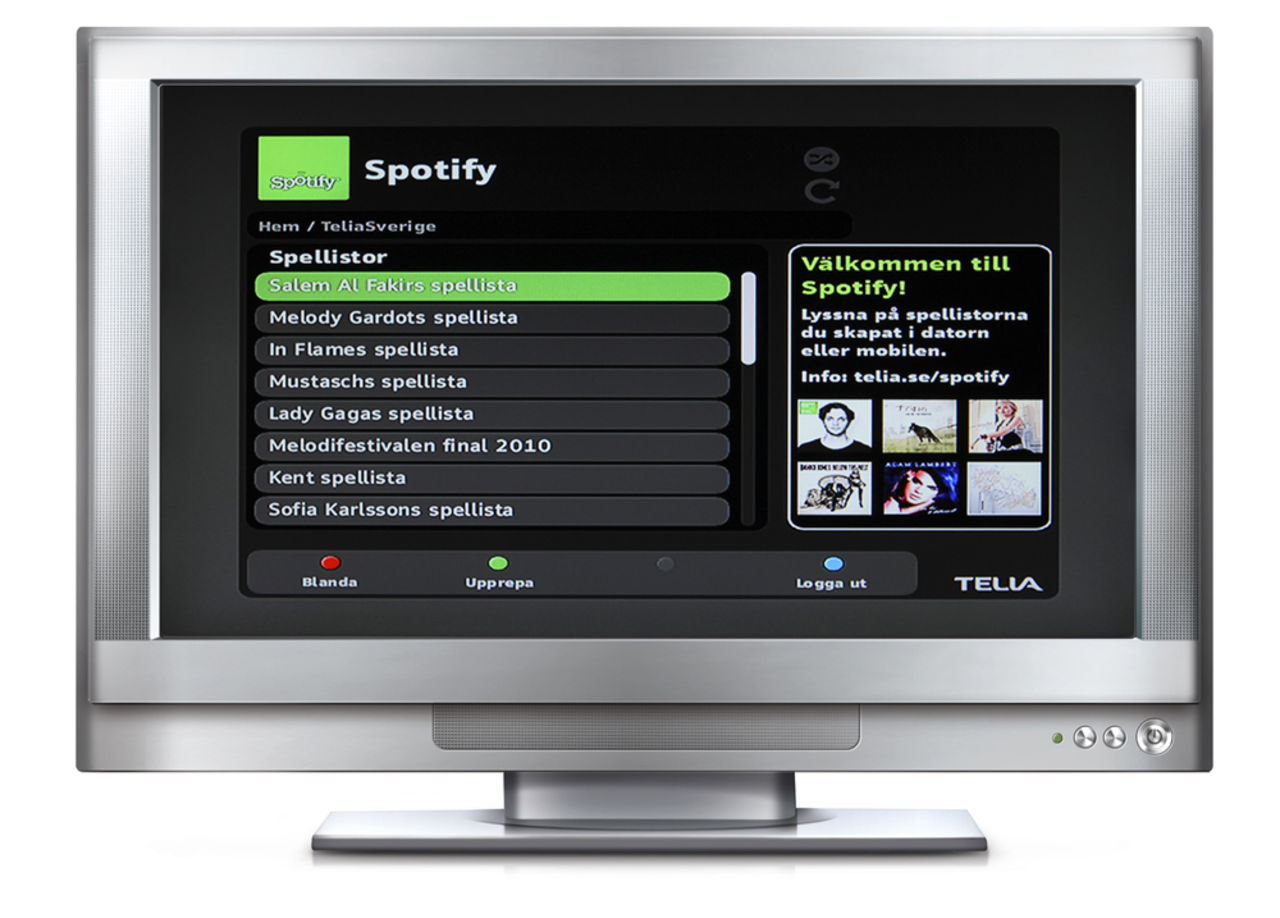 Spotify i Telia digital-TV