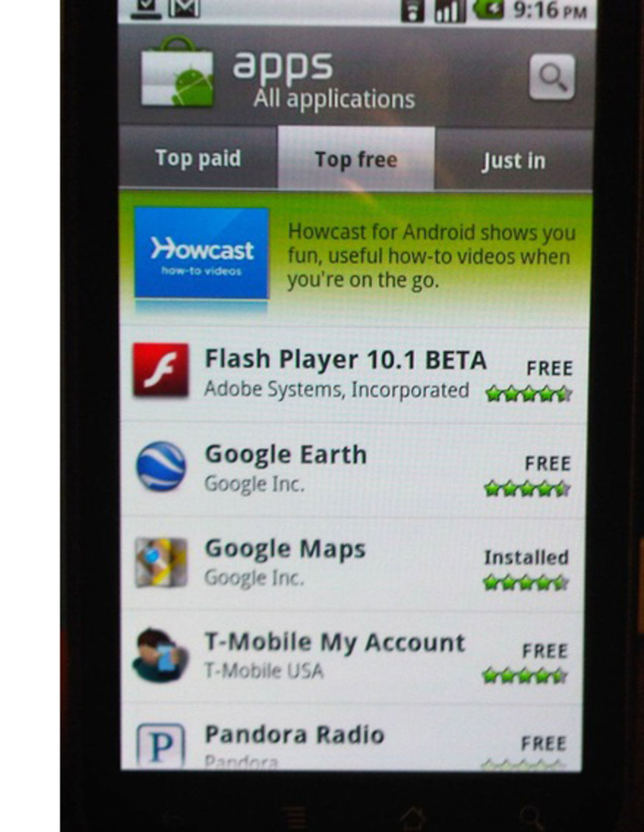 Flash Player 10.1 är populäraste Android-appen