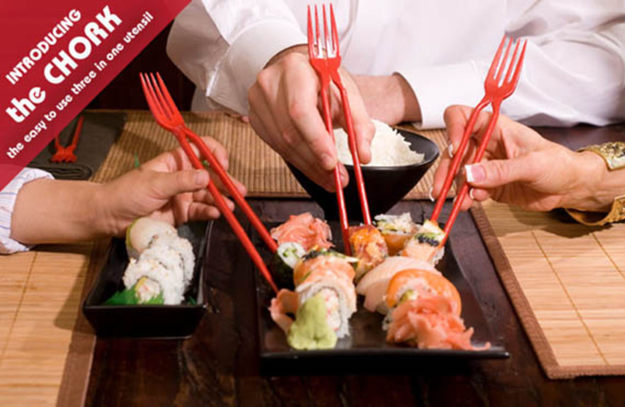 Gaffel och pinnar i ett