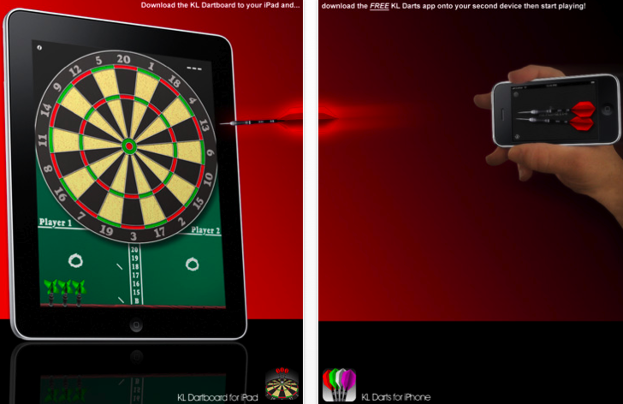 Kasta dart med en iPhone och en iPad