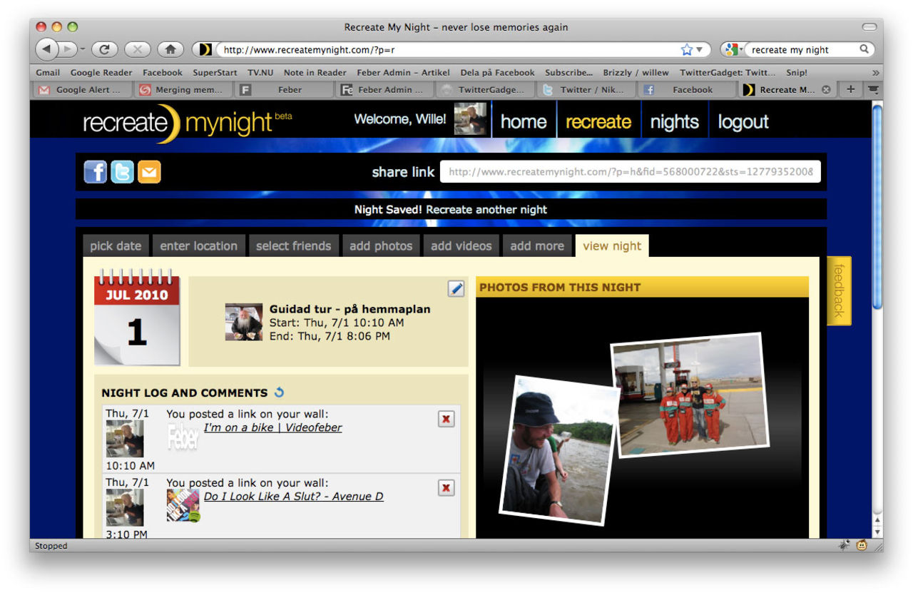 Recreate My Night samlar dina fest-minnen