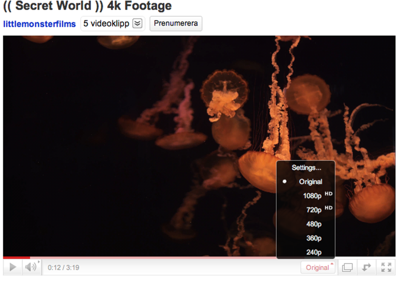 Youtube stödjer nu 4K