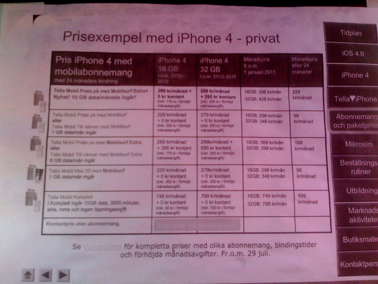 Exklusivt: Telias nya prislista för iPhone 4