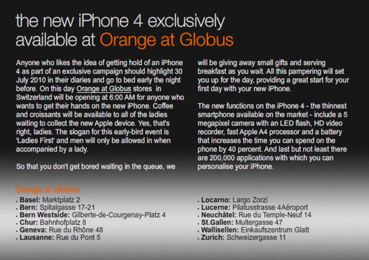 Ladies first när iPhone 4 släpps i Schweiz