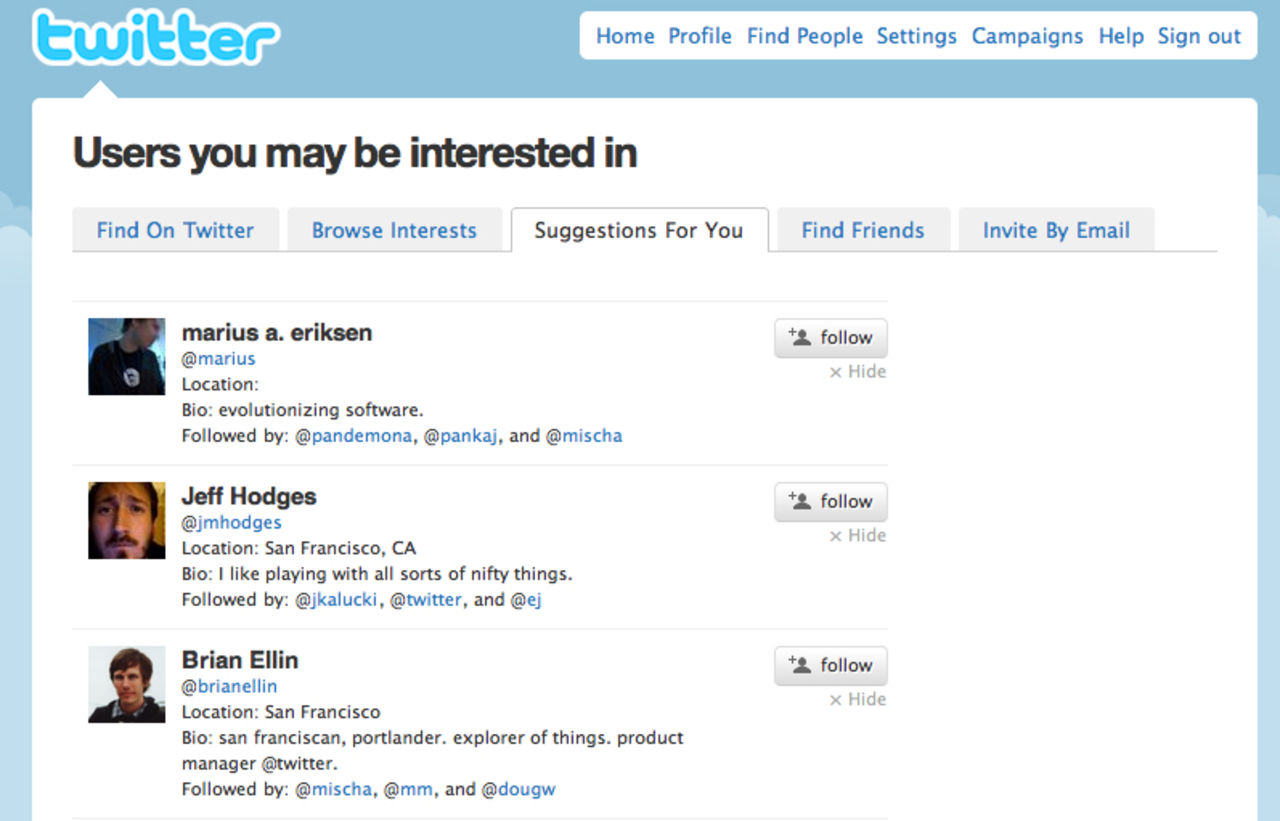 Twitter börjar rekommendera vilka du ska följa