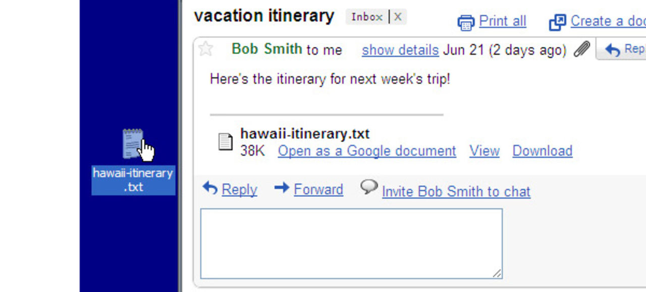 Drag-n-drop på Gmail-bilagor i Chrome