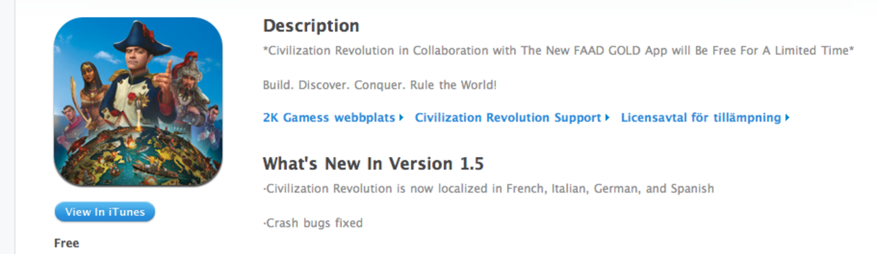 Civilization Revolution gratis till iPhone i dag