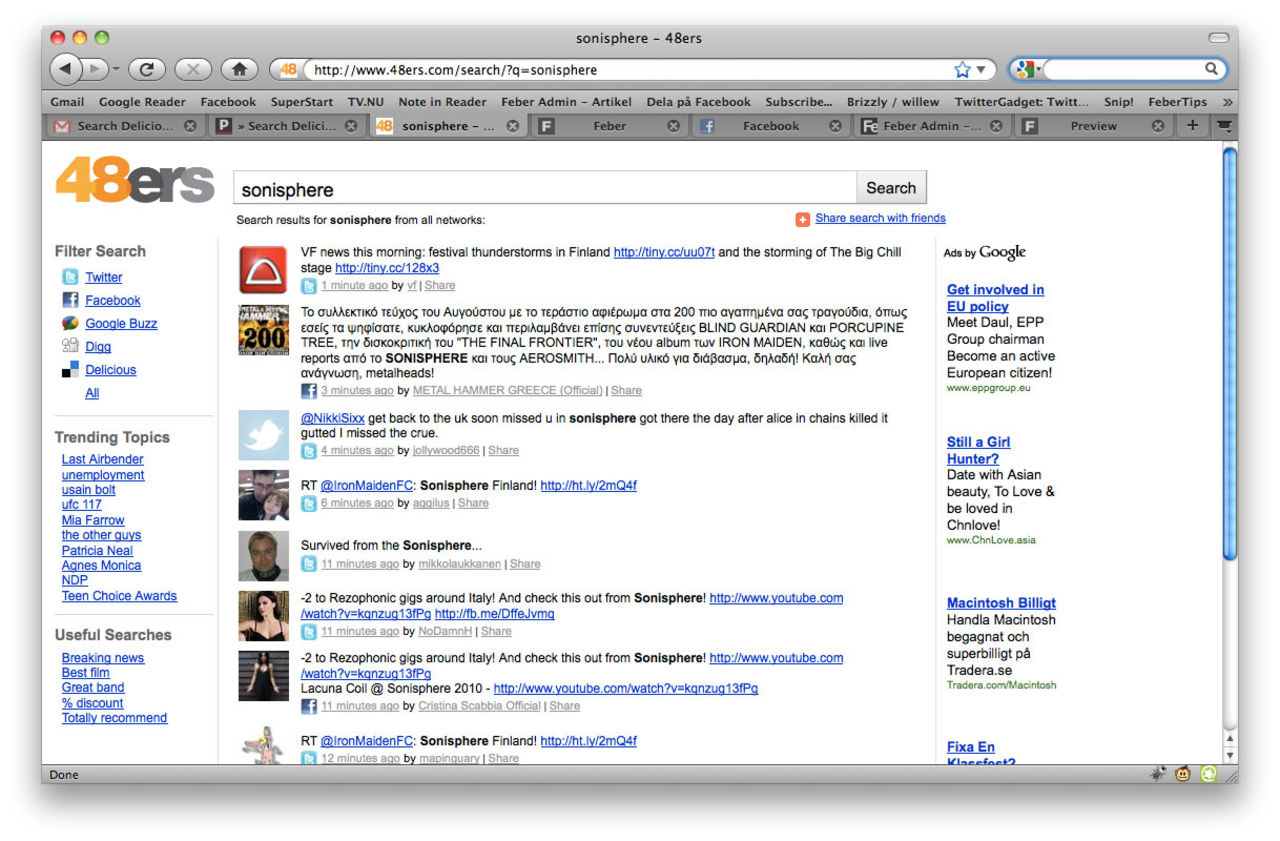 48ers låter dig söka igenom sociala medier