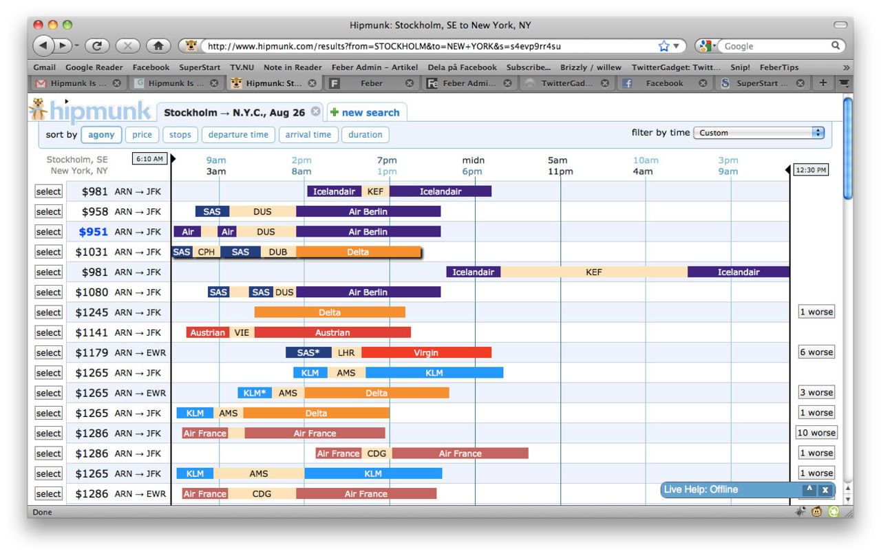 Hipmunk - smidig sökmotor för flyg