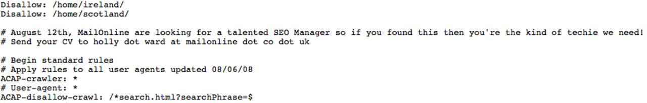 Rolig platsannons hos Daily Mail