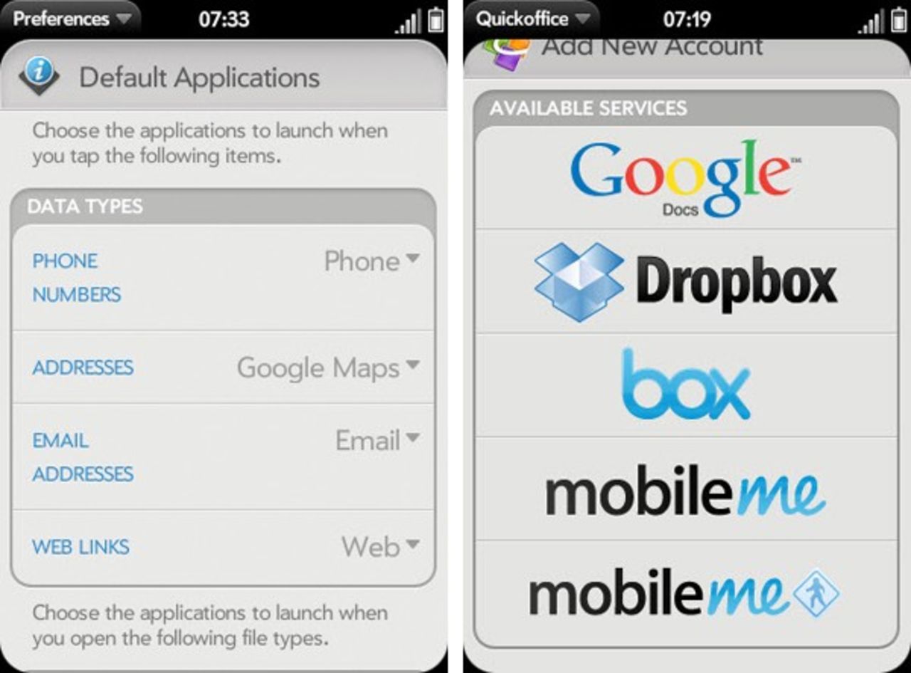 Skärmdumpar på WebOS 2.0 beta