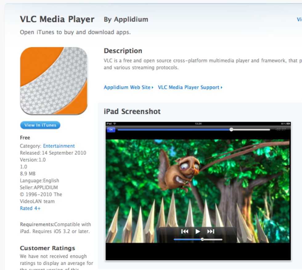 Не работает vlc на ipad