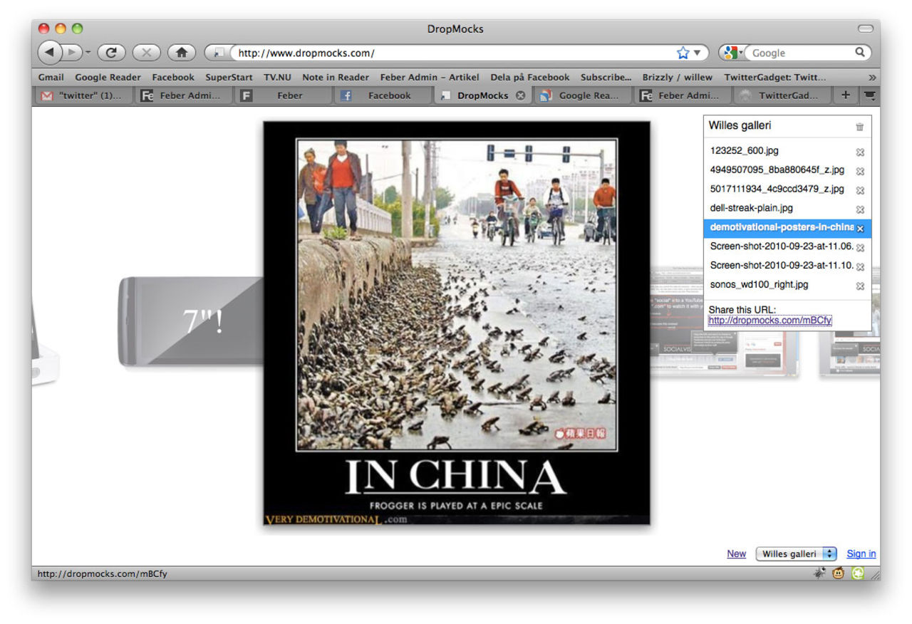 DropMock - superenkelt bildgalleri