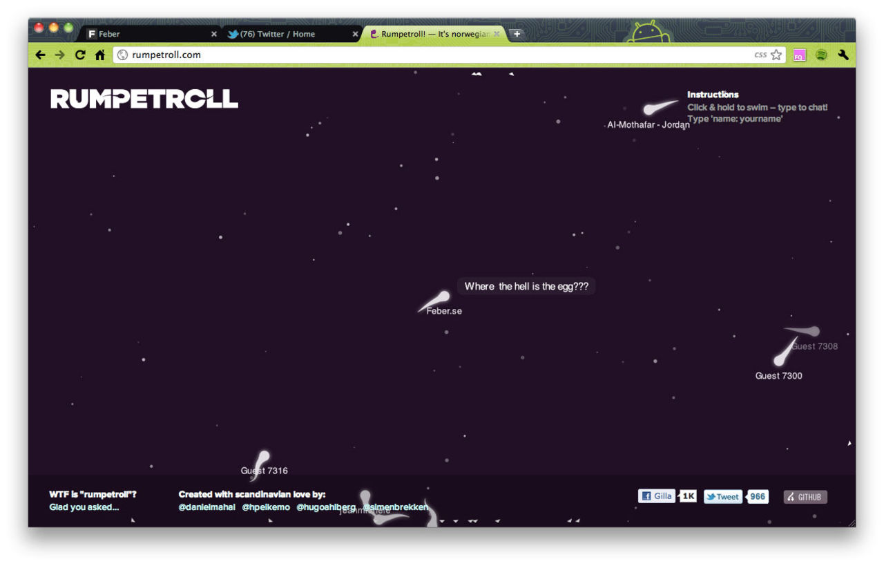 Rumpetroll - styr spermier i HTML5