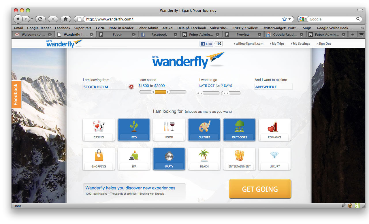 Wanderfly ger dig förslag på resemål