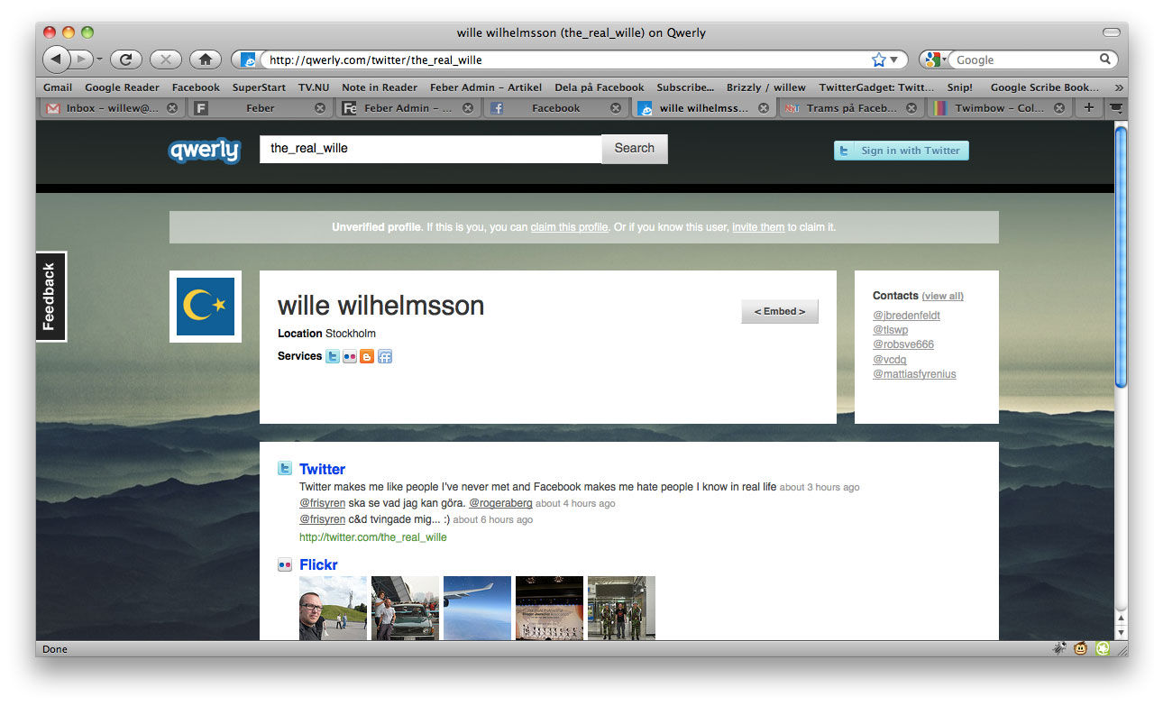 Qwerly hittar en persons tjänster