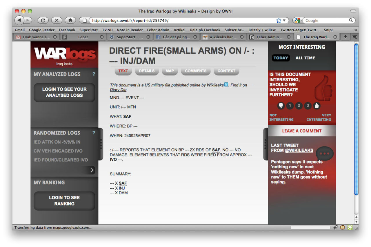 Wikileaks släpper nytt