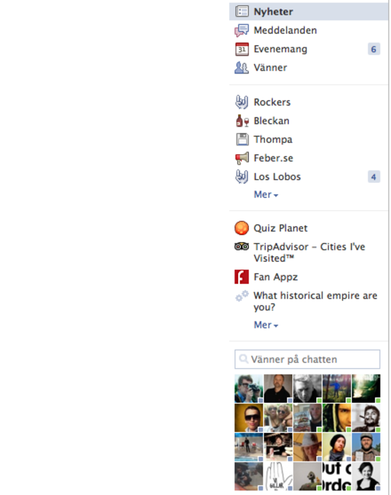Liten omdesign av Facebooks vänstermeny