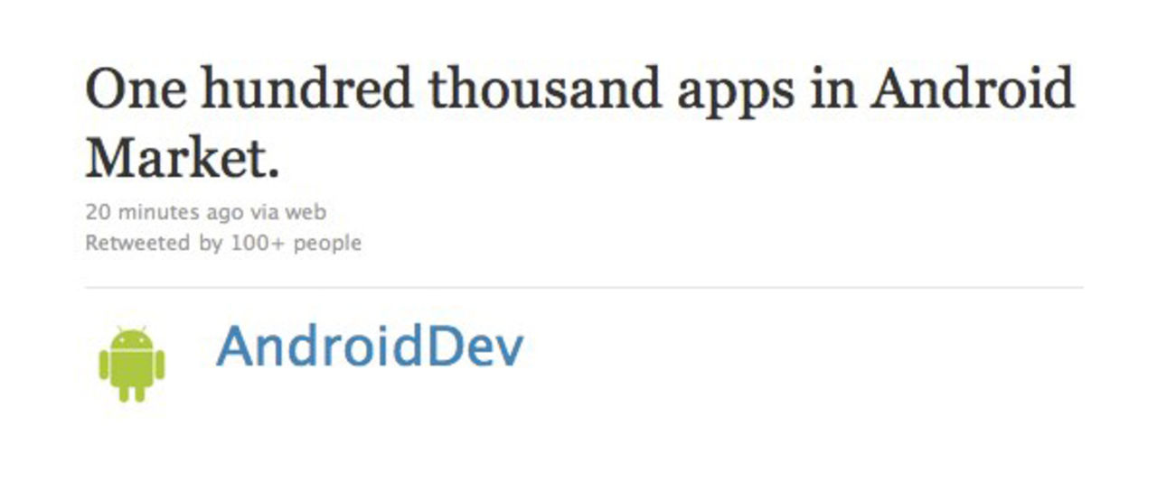 Över 100 000 appar i Android Market nu
