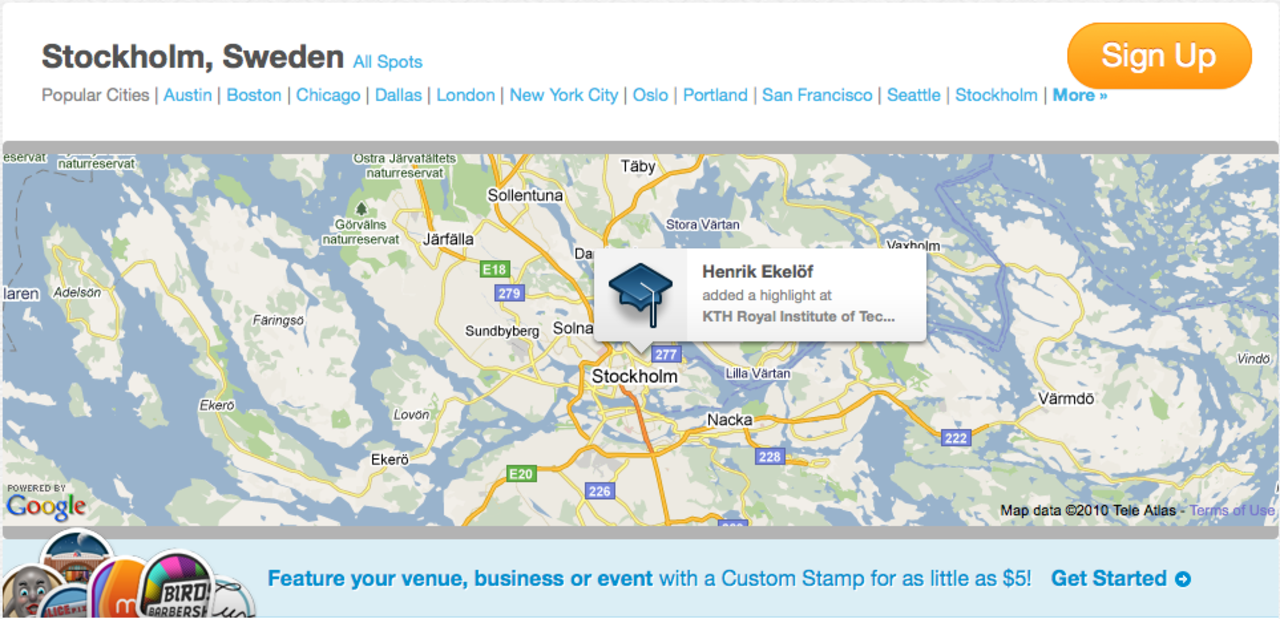 Stockholm får egen sida i Gowalla