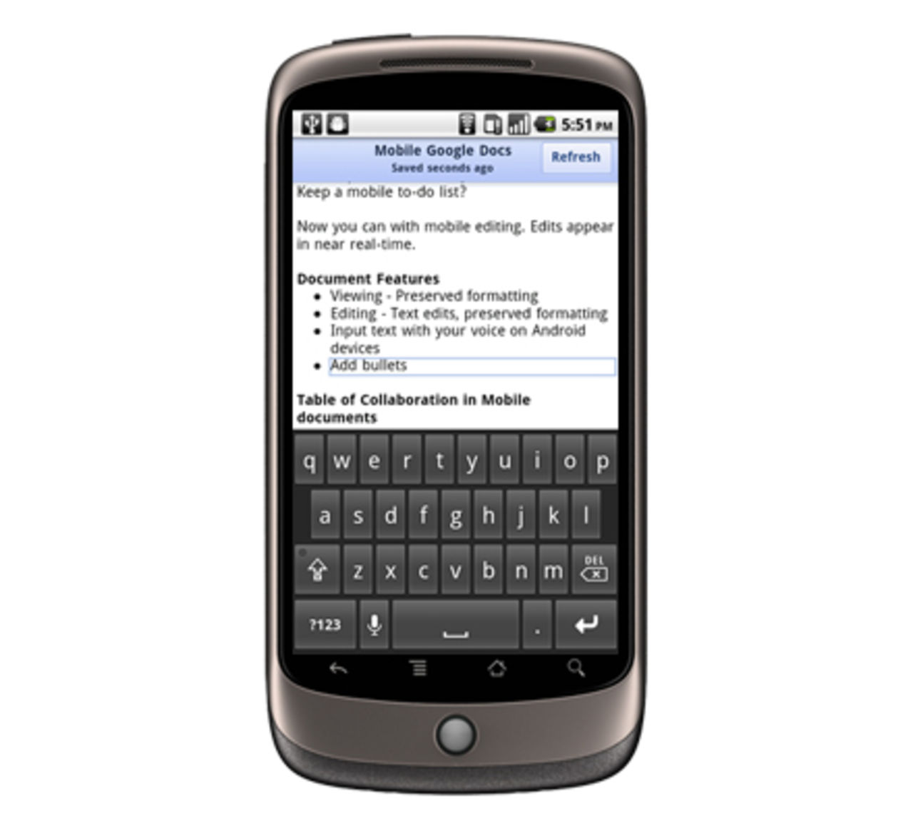 Redigera Google Docs i mobilen