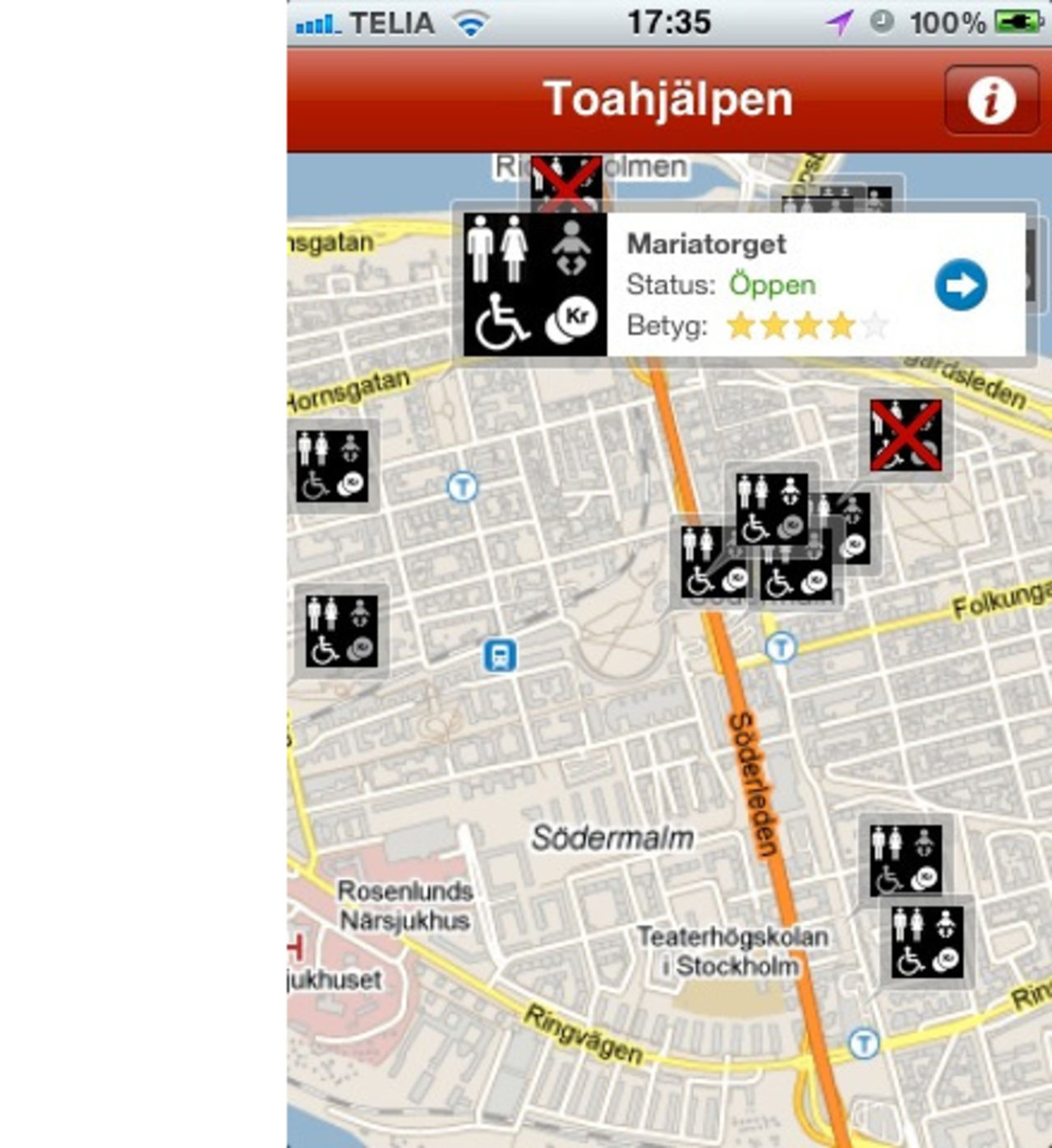 Hitta närmaste toalett med Toahjälpen