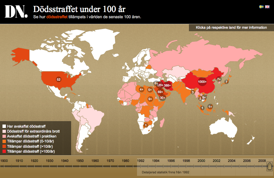 Dödsstraffet under 100 år.  lanserar interaktiv dödsstraffs-tjänst. |  Feber / Webb