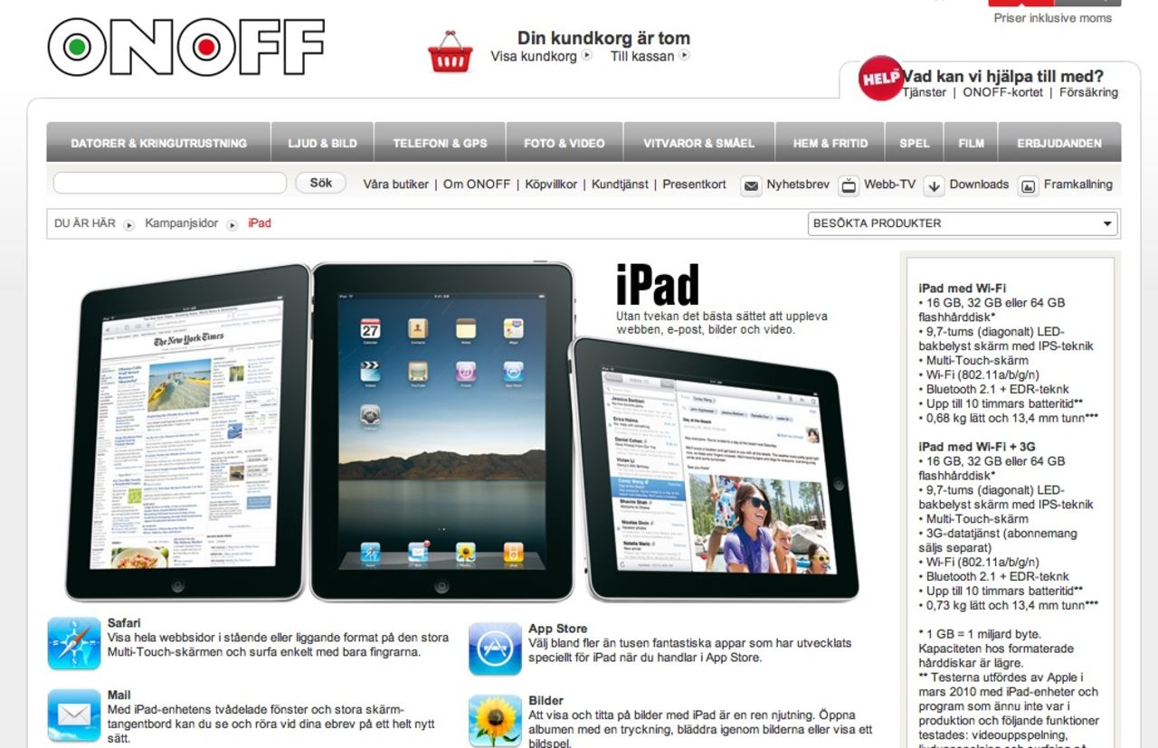 OnOff gör kampanjsida med iPad