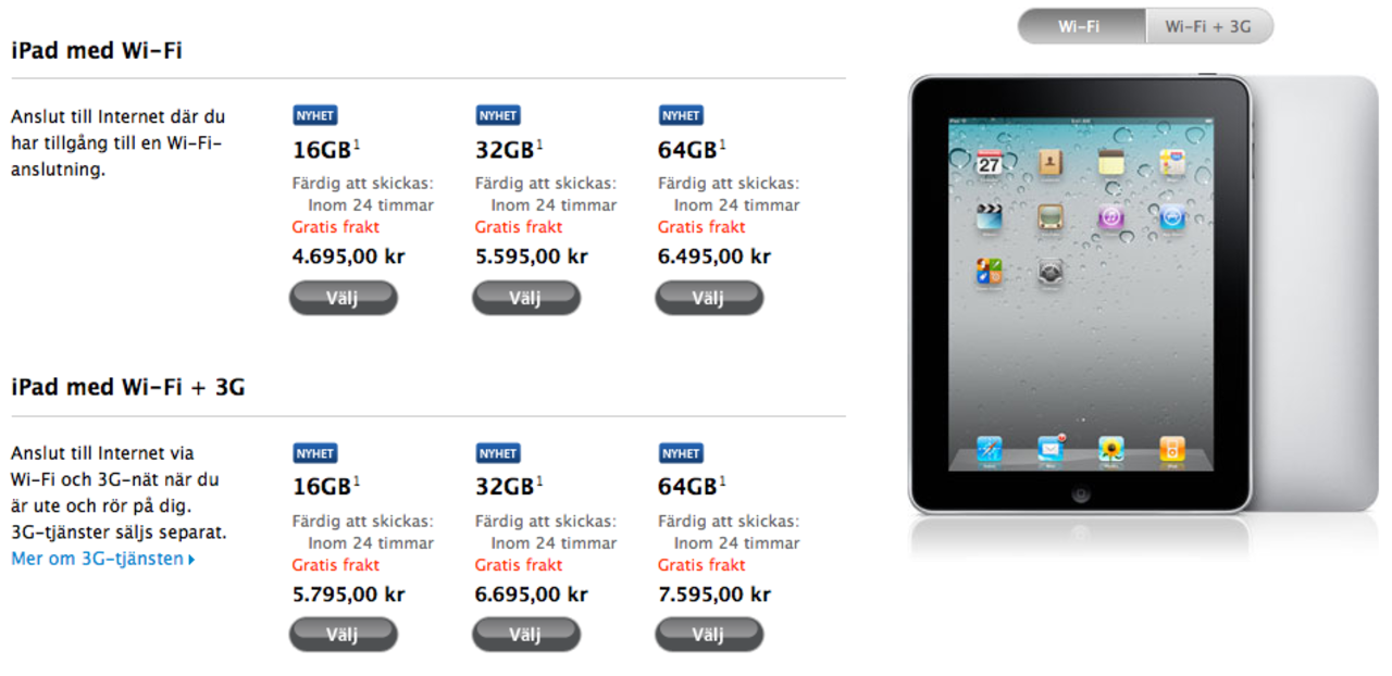 Nu finns iPad i svenska Apple Store