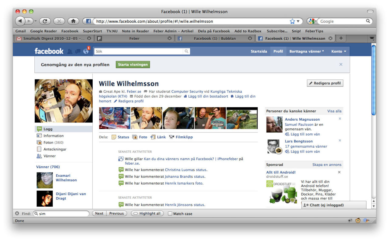 Facebook uppdaterar profilsidorna