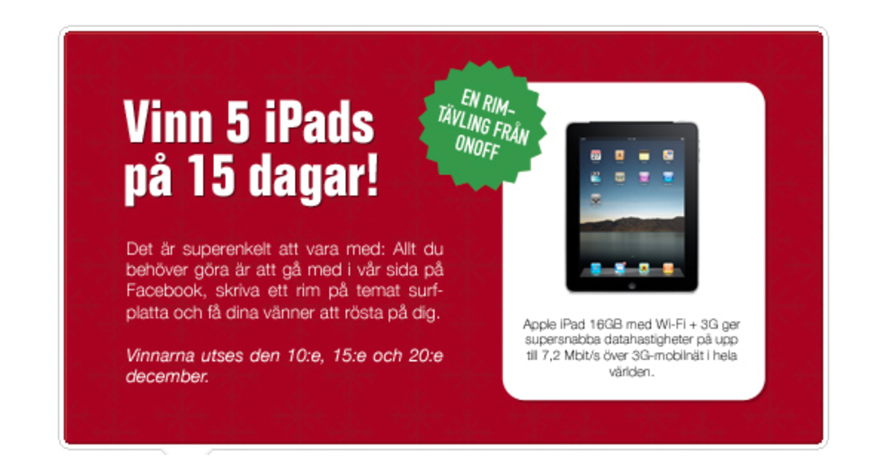 Rimma och vinn en av fem iPads i OnOffs stora jultävling!