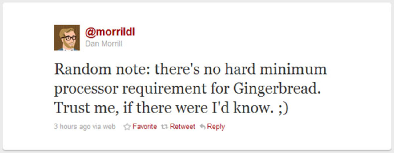 Inget minimikrav för Gingerbread