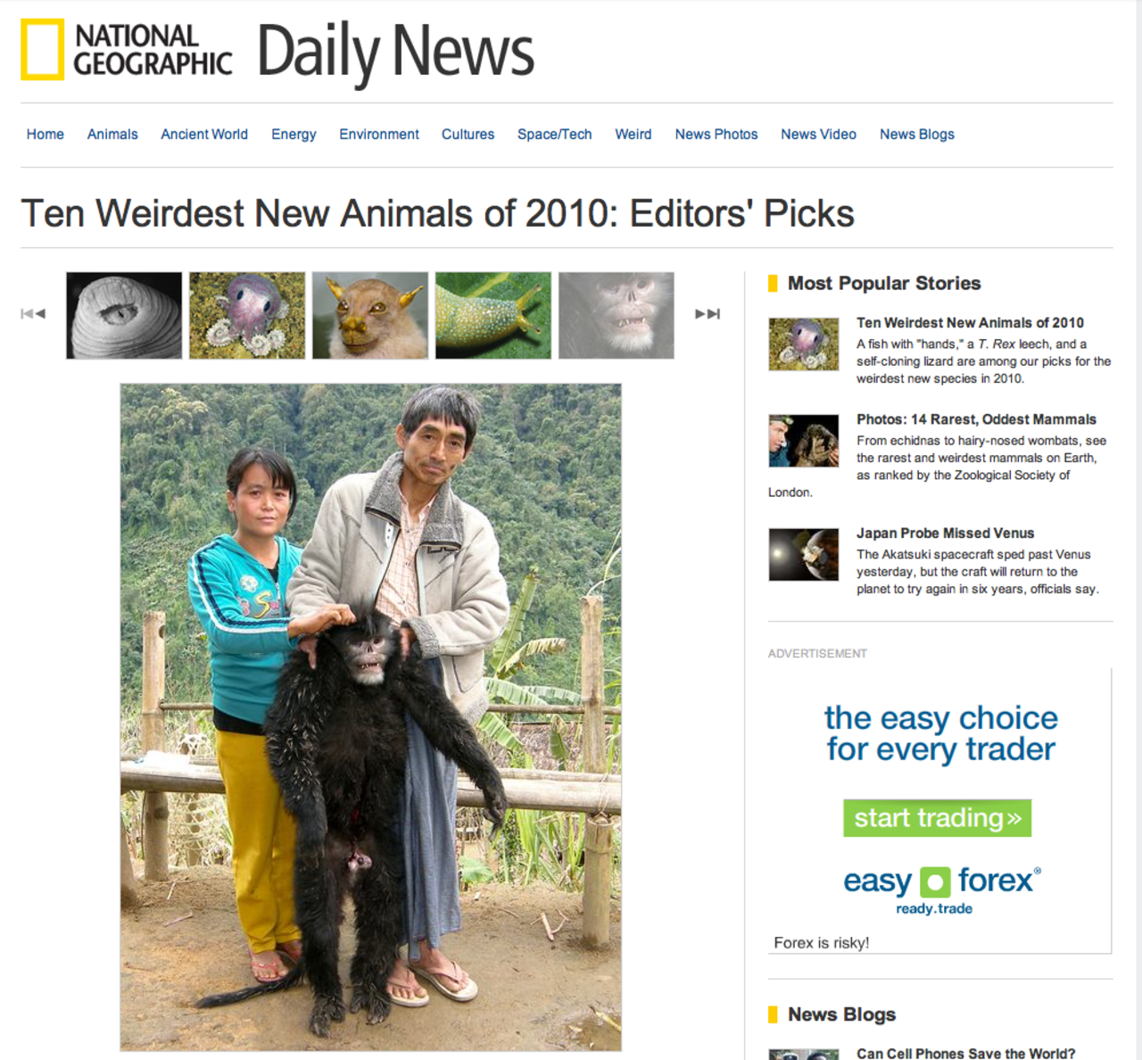 De tio konstigaste djuren som hittats 2010