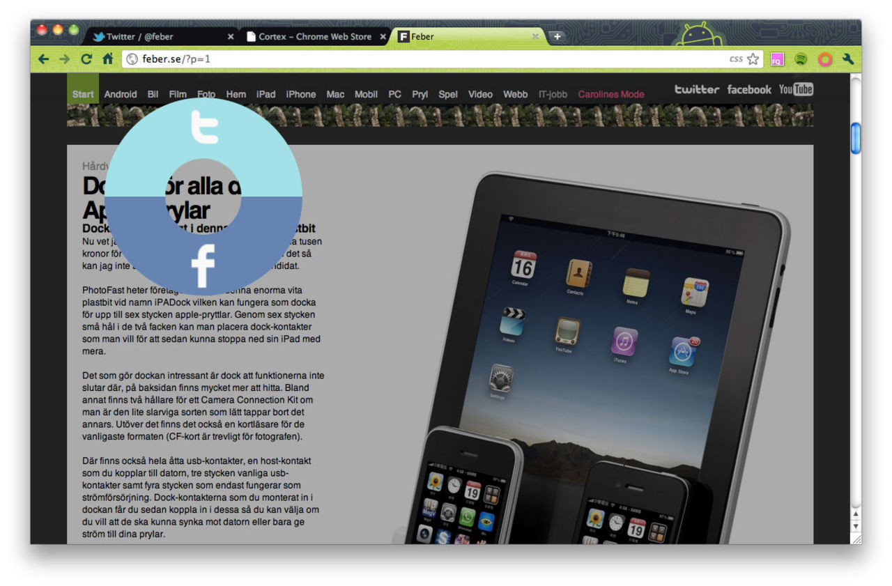 Cortex - delnings-plugin till Chrome