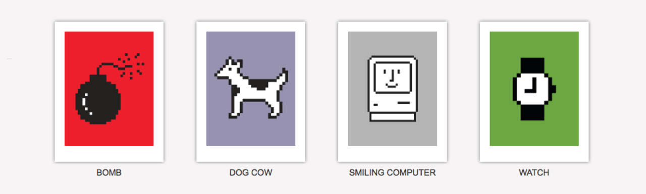 Klassiska Mac-ikoner som planscher
