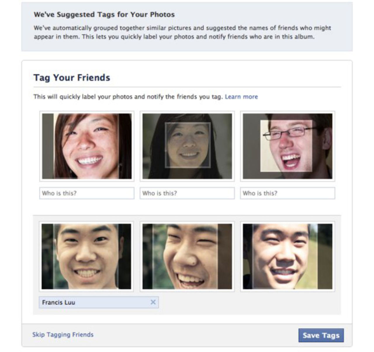Tagga foton på Facebook med ansiktsigenkänning