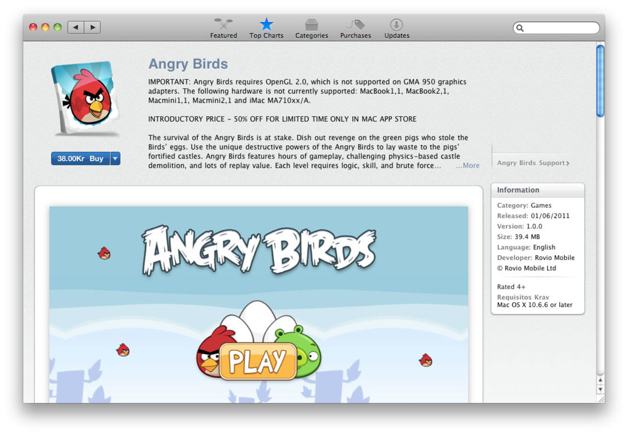 En miljon appar nedladdade från Mac App Store första dygnet