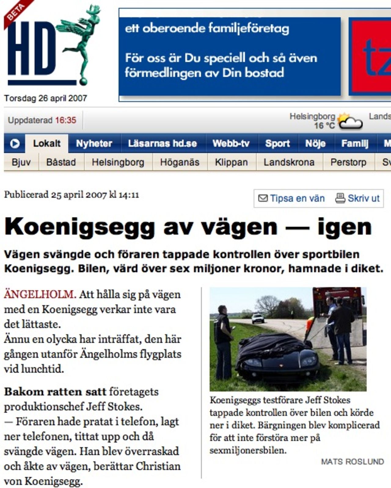 Koenigsegg ute och betar i naturen igen