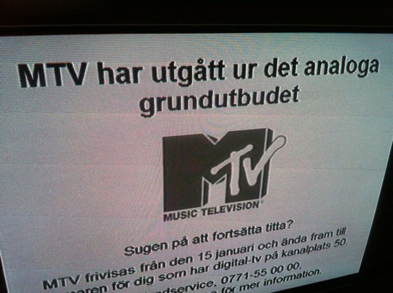 ComHem kickar ut MTV från det analoga grundutbudet