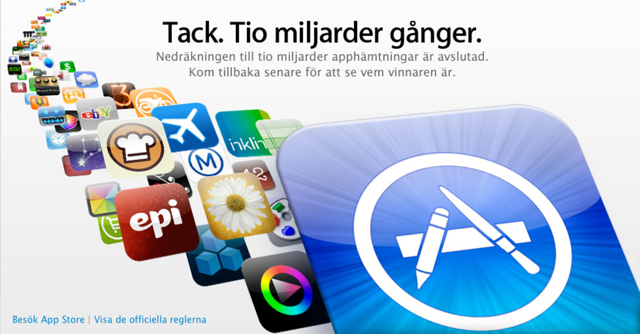 10 miljarder appar nedladdade från AppStore!